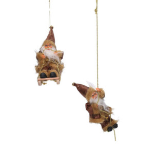 Zoom Set di 4 Babbi Natale tessuto marrone oro e 4 assortiti cm h17