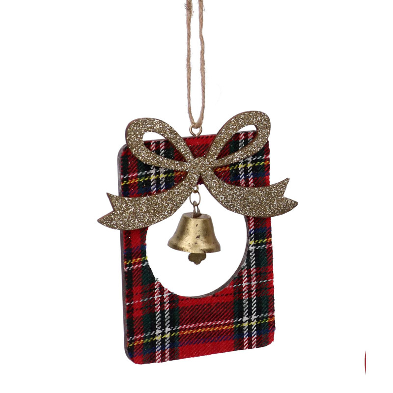 Set 6 Pacchi Regalo Legno Rosso Scozzese 7,5x9 cm Decorazione