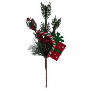 Set 10 Pick Plastica Pacco Regalo Rosso 27 cm Decorazione Natale