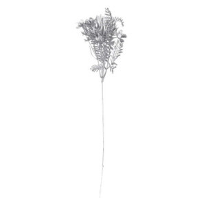Set di 24 Rami Plastica Fiori Argento 35 cm Decorazione Casa