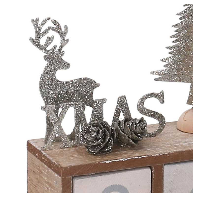 Set 2 Calendari Legno Renna Argento 11x5,8x17 cm Natale