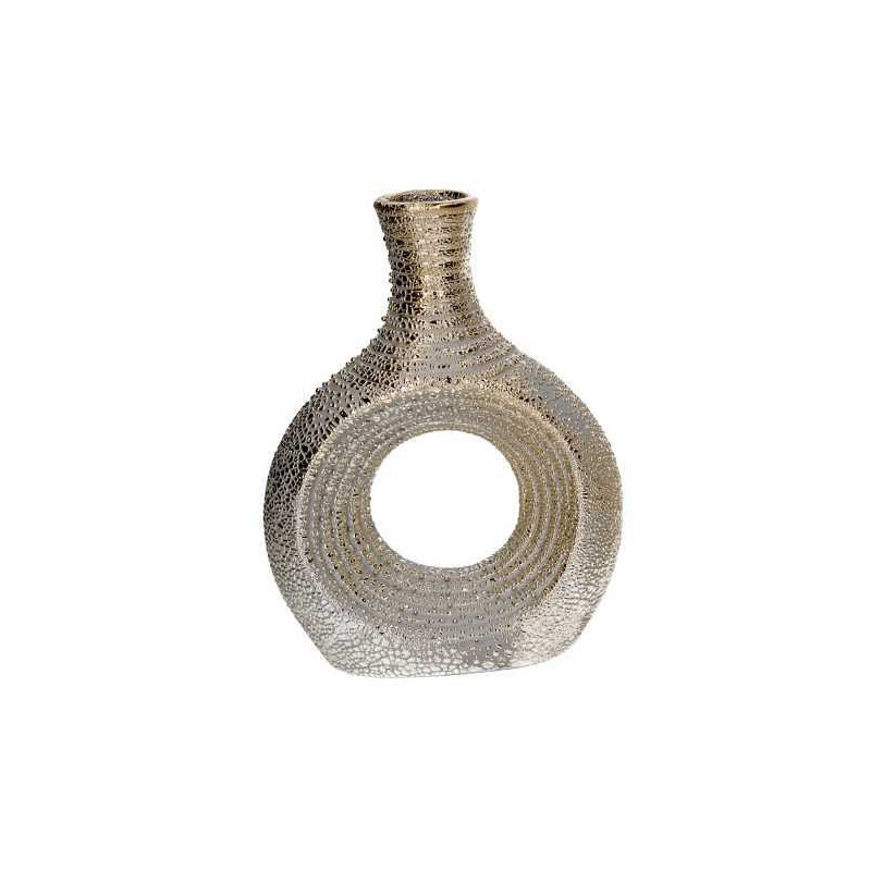 Set Di 2 Vasi Ceramica Oro Tondo Cm 14X6H18,2 | Fioriere e V