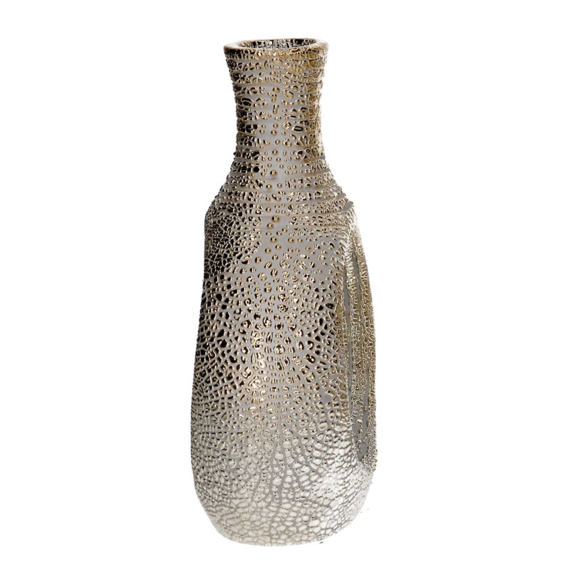 Set Di 2 Vasi Ceramica Oro Tondo Cm 14X6H18,2 | Fioriere e V