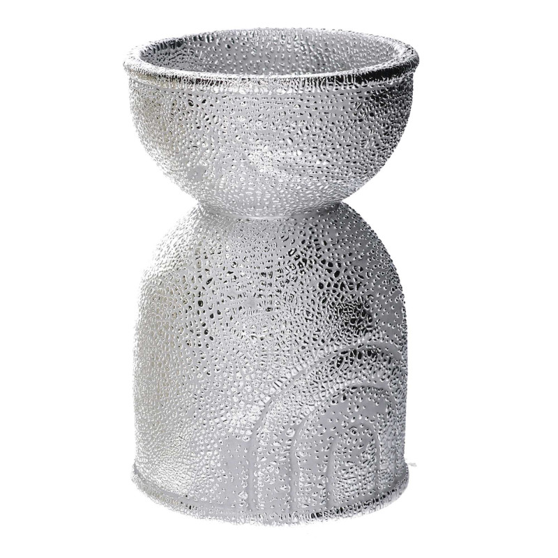 Set Di 2 Vasi Ceramica Arcobaleno Argento Tondo Cm Ø11,5H18,