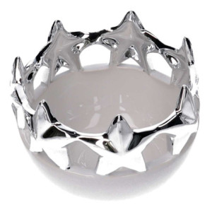 Zoom Set di 2 Svuotatasche ceramica stelle bianco e argento tondo cm ø12,1h8,9
