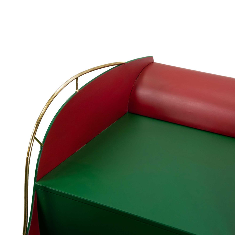 Slitta Metallo Verde e Rosso 17x7x8 cm Decorazione Natalizia