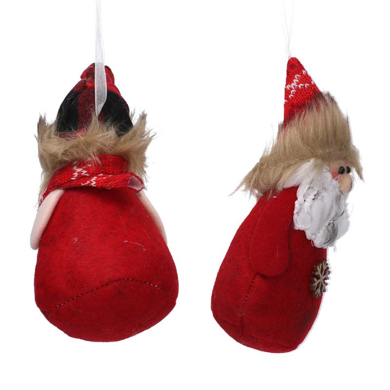 Set 6 Addobbi Albero Tessuto Rosso 2 Assortiti 10x6,5x2 cm Natale