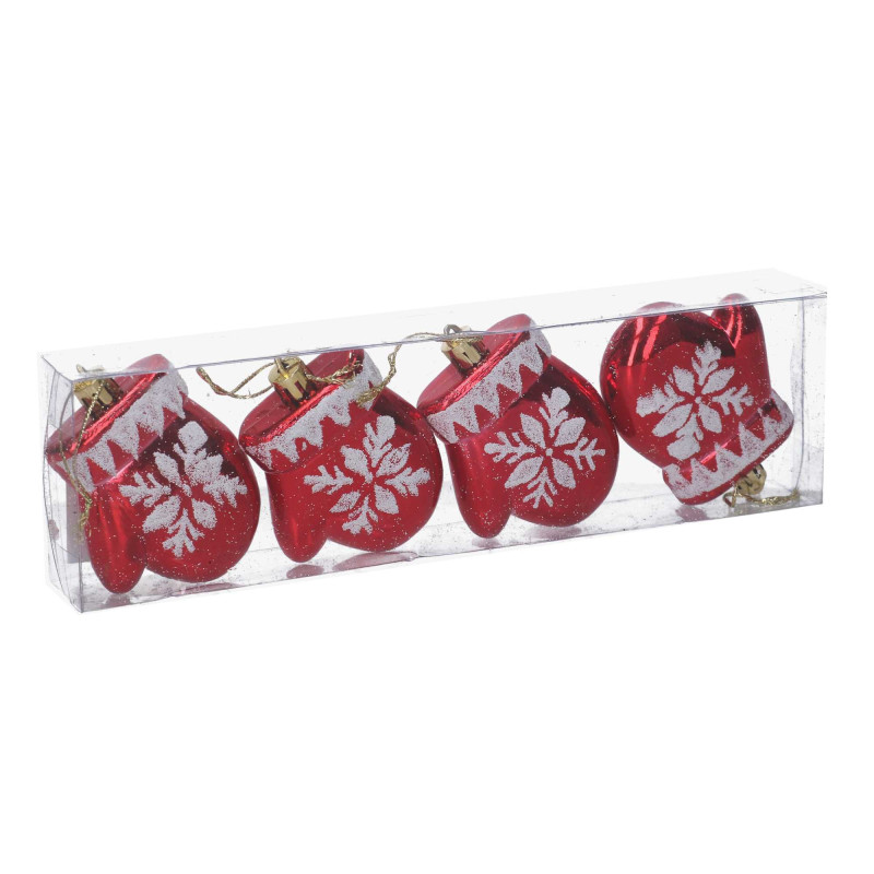 Set 6 Guanti Plastica Rossi 4 Pezzi 25x7x3 cm Decorazione Natale
