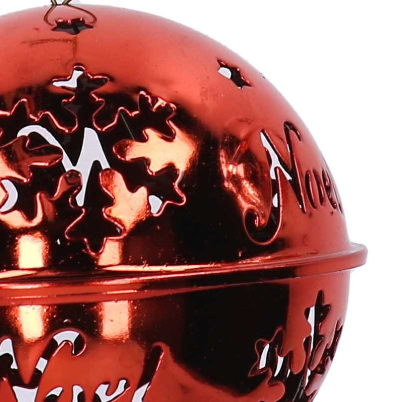 Set di 6 Sfere Metallo Fiocco di Neve Rosso Ø8 cm Decorazioni