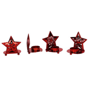 Zoom Set di 4 Portacandele metallo stella rosso 4 assortiti cm 9x7,5h9,5