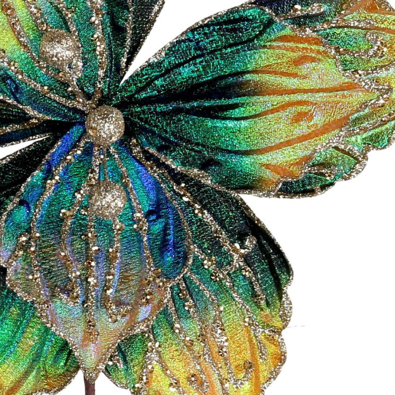 Set 6 Fiori Tessuto Verde Blu Giallo Ø26 cm Decorazione Casa
