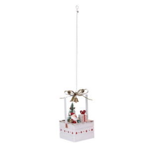 Zoom Set di 2 Pacchi regalo legno con babbo natale bianco cm 8x8h15,5