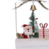 Set 2 Pacchi Regalo Legno con Babbo Natale Bianco 8x8x15,5 cm