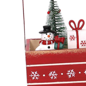 Zoom Set di 2 Pacchi regalo legno con pupazzo di neve rosso cm 8x8h15,5
