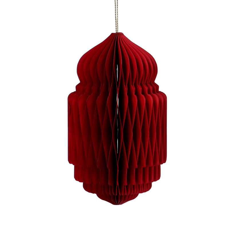 Set di 6 Sfere Carta a Nido d'Ape Rosso Ø8,5x15 cm Natale