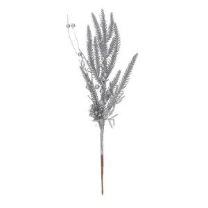 Set di 12 Rami Plastica Pigna Argento h43 cm Decorazione