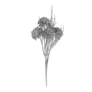 Set di 4 Rami Plastica Fiore di Cardo Argento 33 cm Decorazione