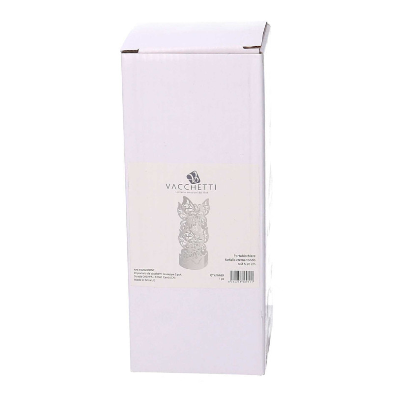 Portabicchiere Metallo Farfalla Crema Ø8x13,5 cm – Design raffinato casa