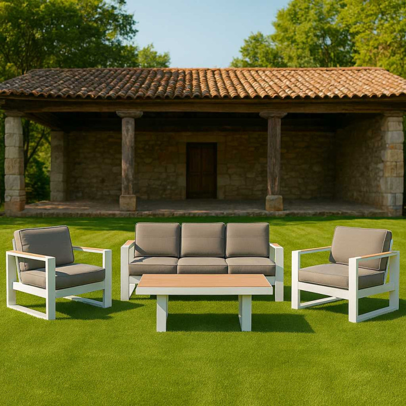 Salotto alluminio bianco Blaine 3 posti da esterno moderno