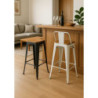Sgabello ferro New Bristol nero seduta legno 42x42x76 cm giardino
