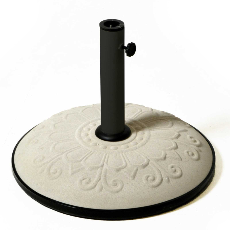 Base ombrellone bianco con decoro 50 cm 25 kg tubo 5,8x12h28 cm