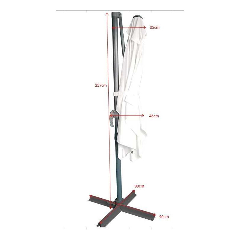 Ombrellone alluminio New Michigan 2x3 m sabbia palo laterale