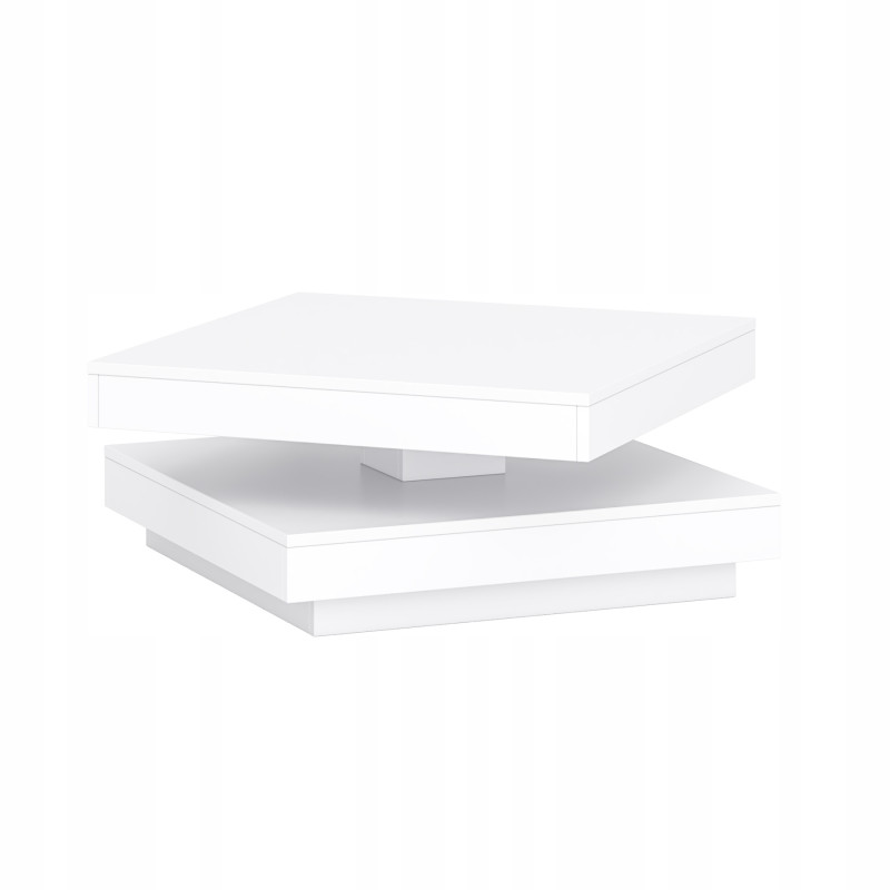 Tavolino da salotto piano girevole 360° bianco moderno