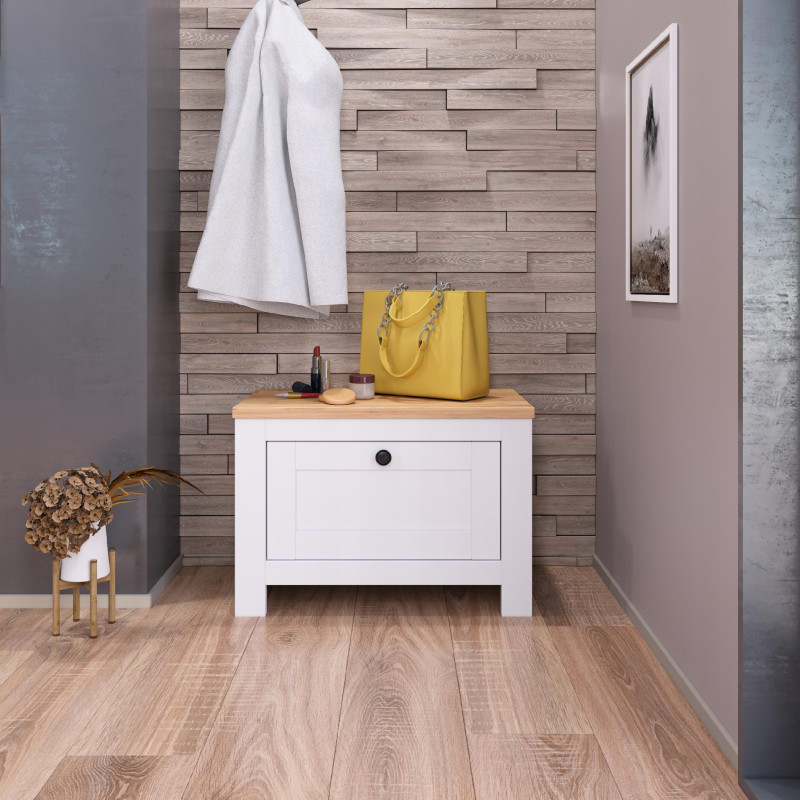 Scarpiera Rovere Bianco e Dorato con ante a battente moderna