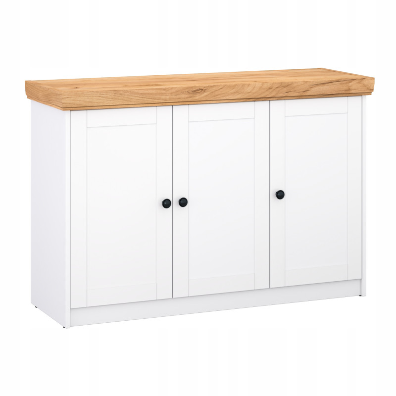 Cassettiera bianca 3 ante stile scandinavo per soggiorno moderna