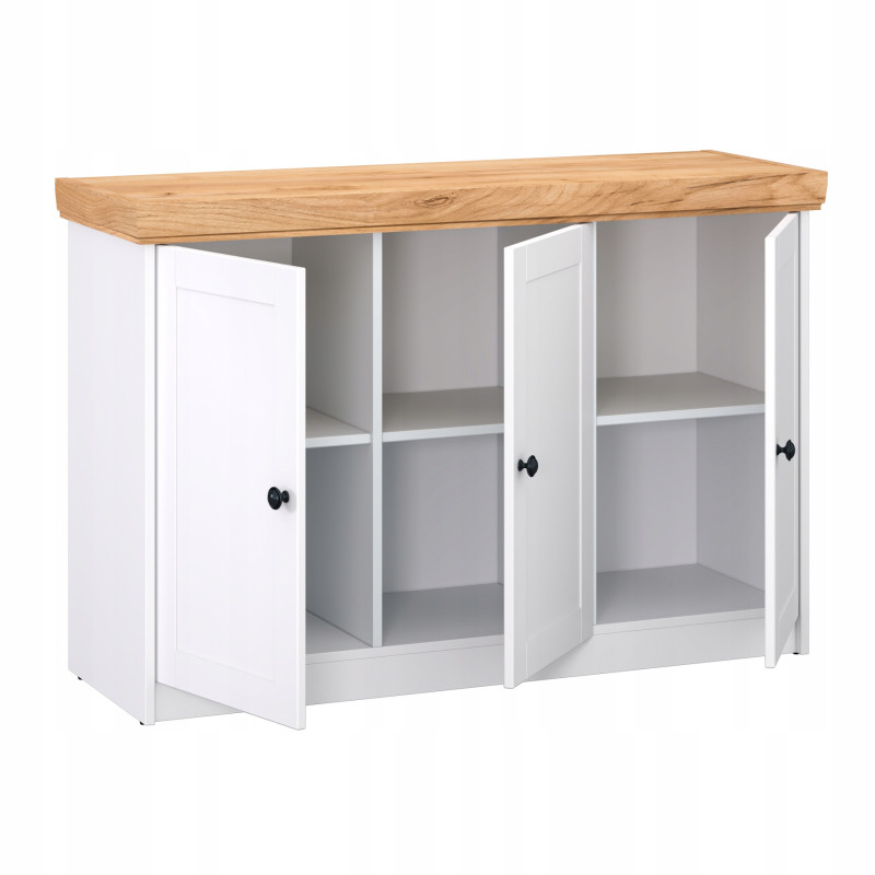 Cassettiera bianca 3 ante stile scandinavo per soggiorno moderna