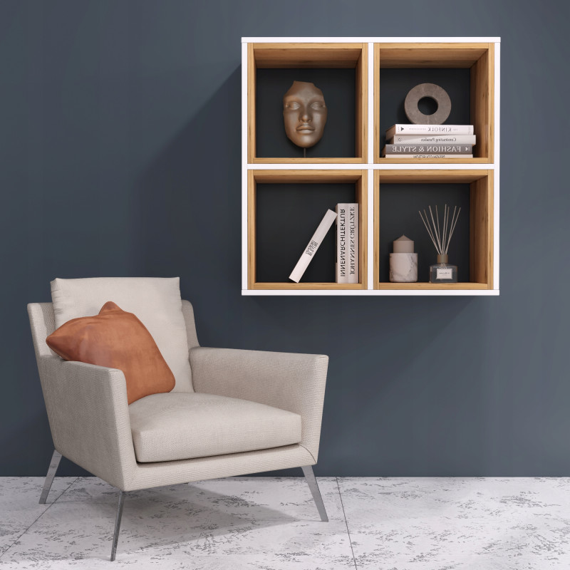 Mensola bianca da pavimento o parete soggiorno moderna 120cm