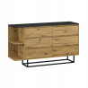 Cassettiera a 6 Cassetti Loft Nera con Gambe Artigianali