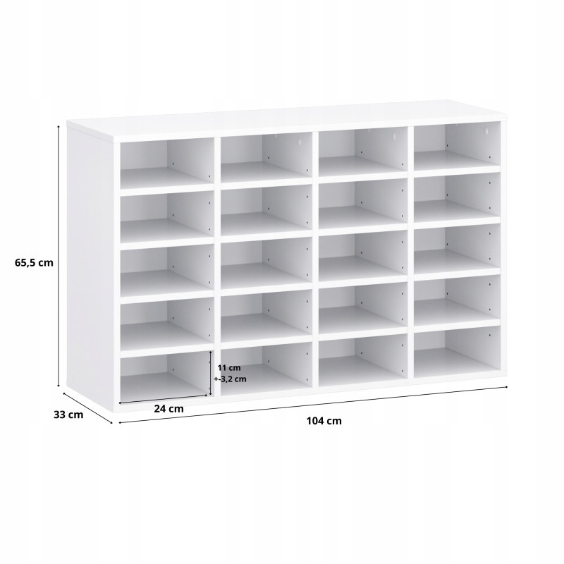 Mobiletto porta scarpe bianco 20 paia 104x65x33 cm moderno