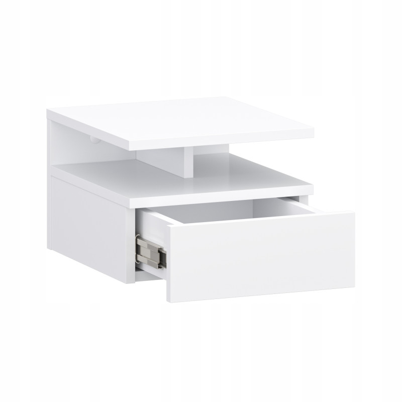 Comodino Bianco da Parete con Cassetto 32x35x23 cm Moderno