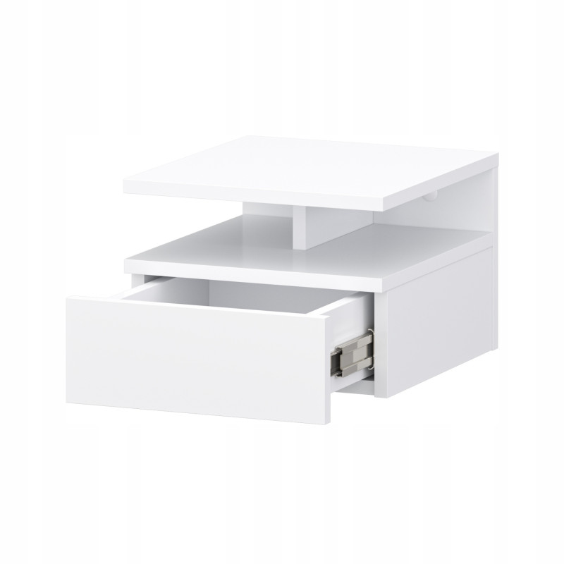 Comodino Bianco da Parete con Cassetto 32x35x23 cm Moderno