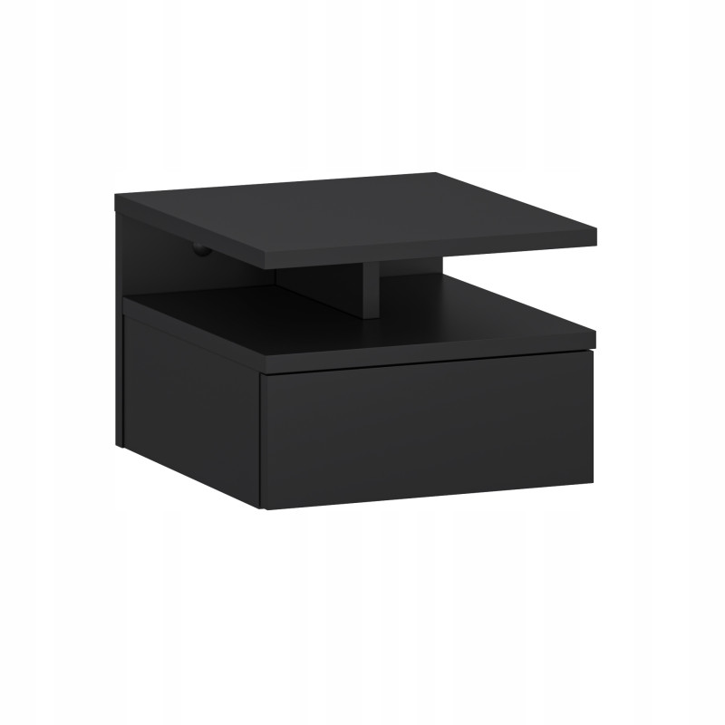 Comodino da Parete con Cassetto Nero 32x35x23 cm Moderno