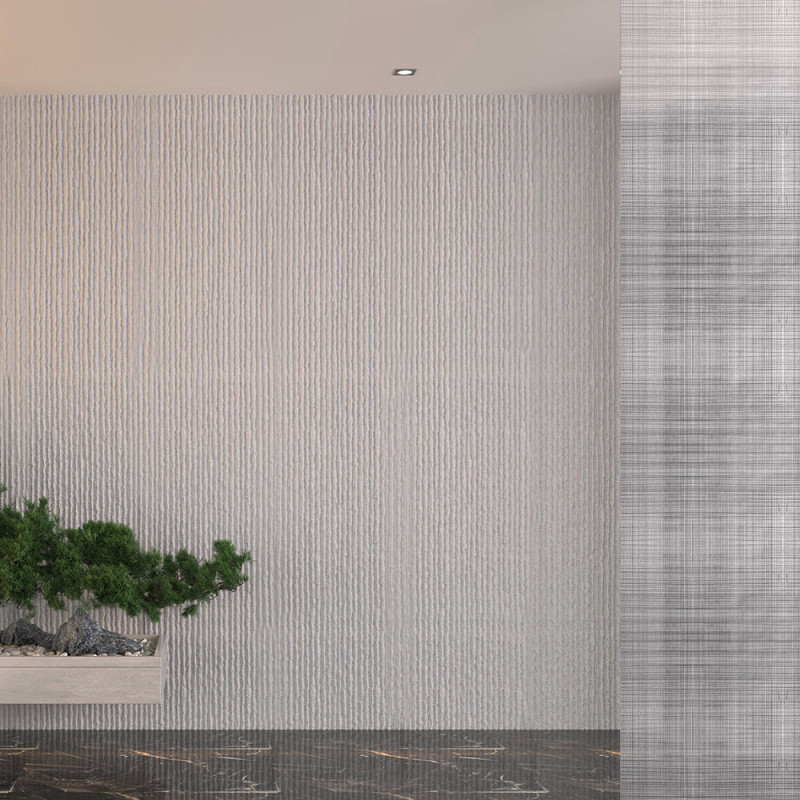 Pannello decorativo effetto pietra graffiata 3D bianco alabastro