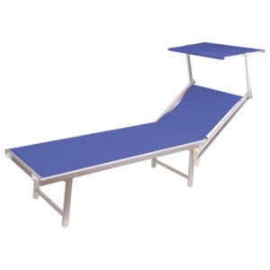 Lettino con parasole 185x71x41 blu melange - relax e comfort outdoor