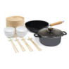 Set Wok 22 pz Kyoto carbon steel Ø28 cm - cucina orientale completa