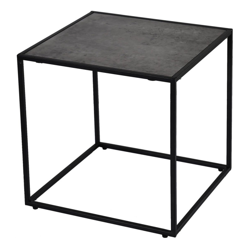 Tavolino Marika metallo/MDF/PVC 36x36x36 nero cemento - compatto e moderno