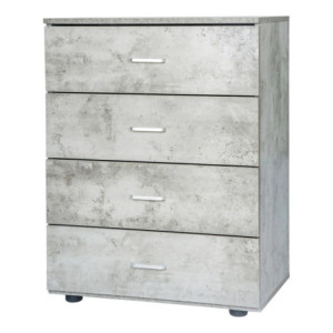 Cassettiera 4 cassetti 63x40x82,5 legno cemento - moderna e capiente