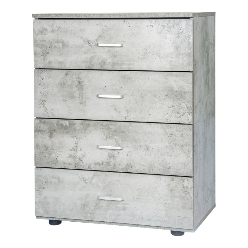 Cassettiera 4 cassetti 63x40x82,5 legno cemento - moderna e capiente