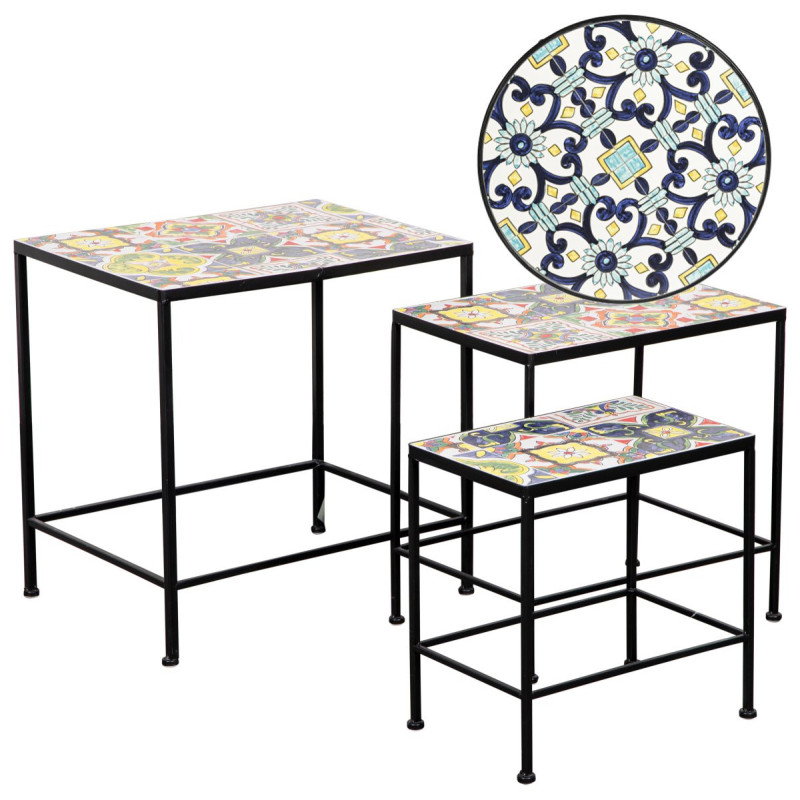 Set 3 tavolini Modica blu - design moderno e versatilità