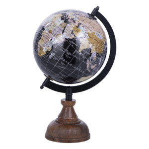 Mappamondo Geo con Base in Legno 15,5x14x26cm Naturale