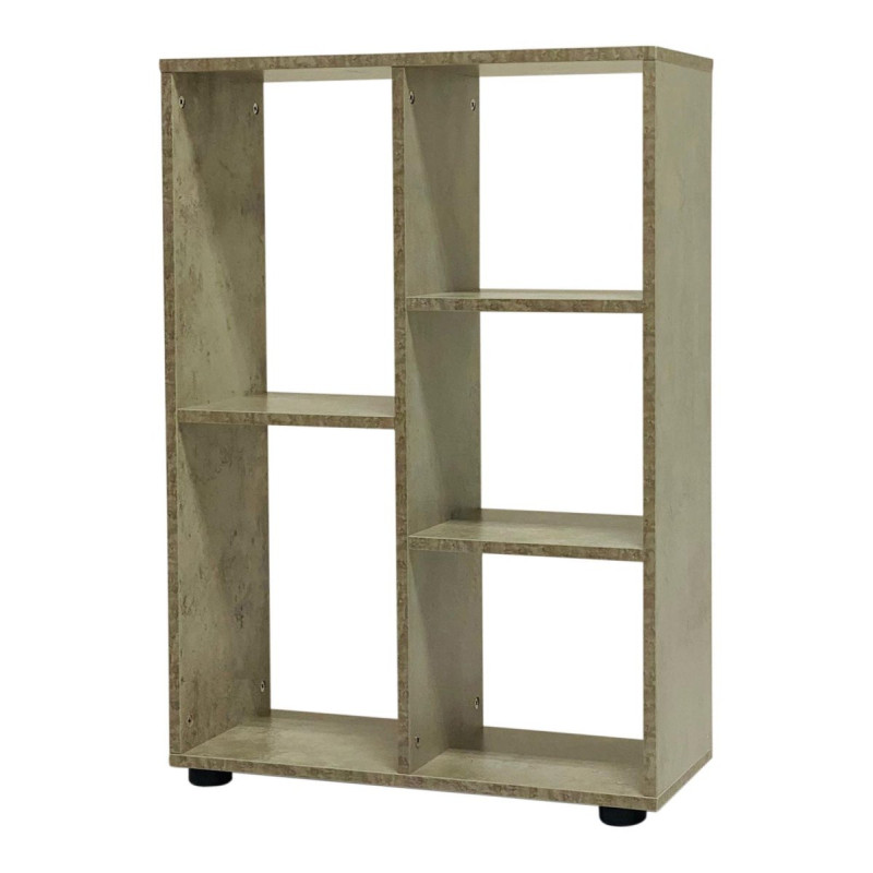 Libreria 5 Vani a Giorno Cemento 60x24x86cm Moderna e Compatta