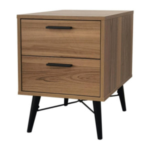 Comodino Dakota 2 Cassetti 40x40x52cm Naturale/Nero Moderno
