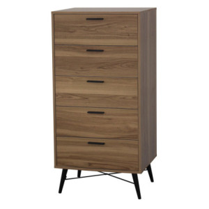 Cassettiera 5 cassetti Dakota naturale nero 60x40x122