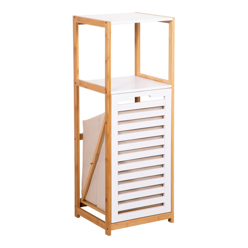 Mobiletto Multiuso Adelaide 1 Ripiano 1 Cesto 36x33x98 Naturale/Bianco