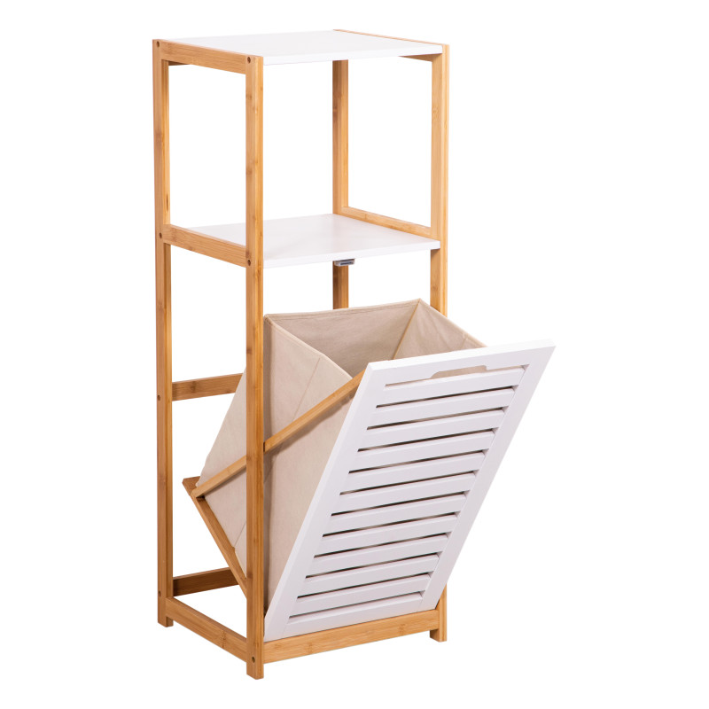 Mobiletto Multiuso Adelaide 1 Ripiano 1 Cesto 36x33x98 Naturale/Bianco