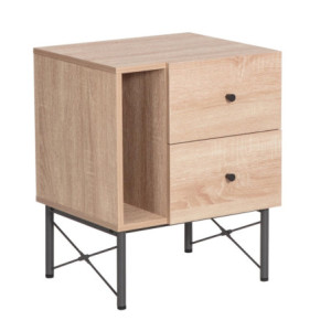 Comodino Arcadia 1 Vano 2 Cassetti Naturale/Grigio Scuro Moderno